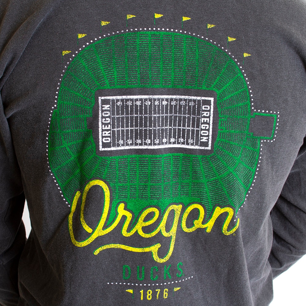 Autzen Stadium, Summit, Black, Long Sleeve, Cotton, Men, Unisex, Football, Comfort Color, T-Shirt, 588915